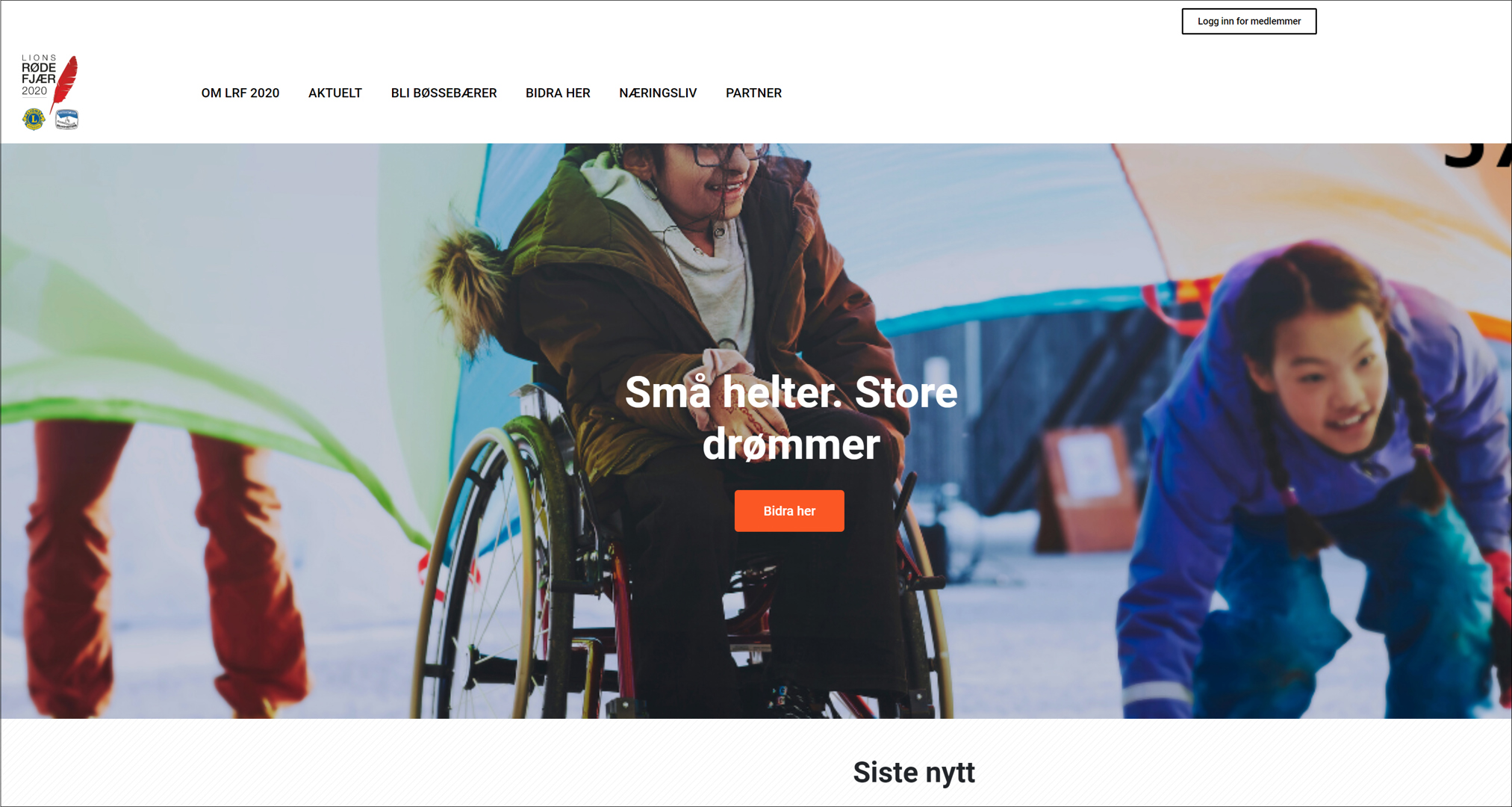 Hjemmeside for Lions Røde Fjær 2020 og innlogging