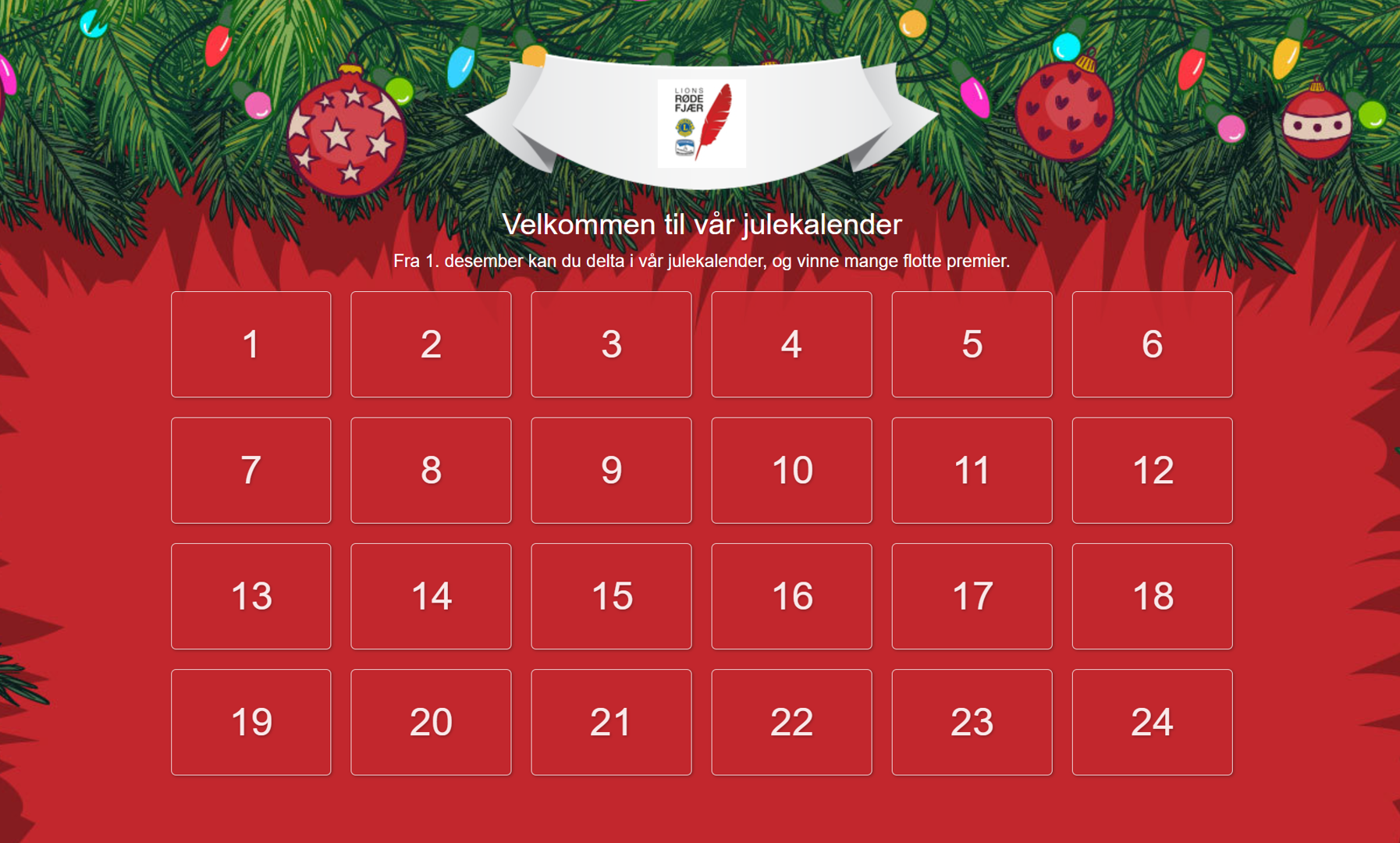 Se alle vinnere i Lions Røde Fjærs julekalender